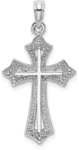 10k White Gold Beaded Cross Pendant