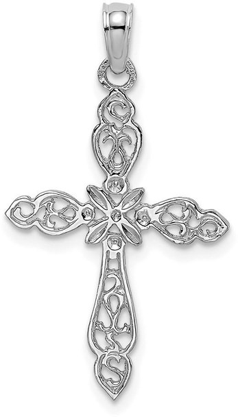 14k White Gold Polished and Cut-Out Cross Pendant K8494W