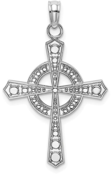 14k White Gold Beaded Celtic Cross with Eternity Pendant