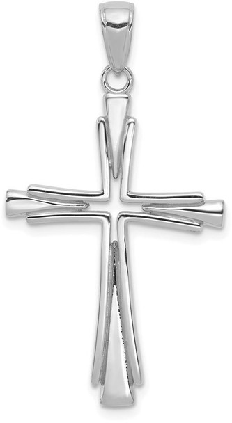 14K White Gold Polished Solid Cross Pendant
