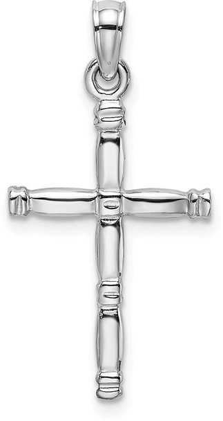 14k White Gold 3-D Polished Cross Pendant