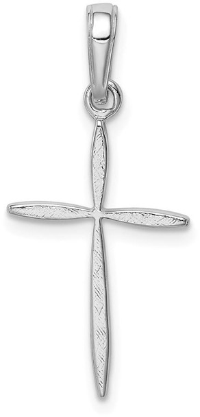 14k White Gold Polished Stick Cross With Tapered Ends Pendant