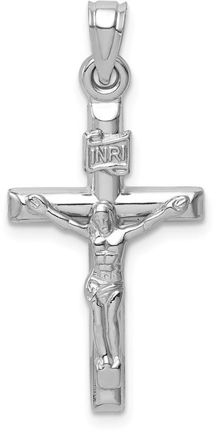 14k White Gold Hollow Crucifix Pendant XR1841W