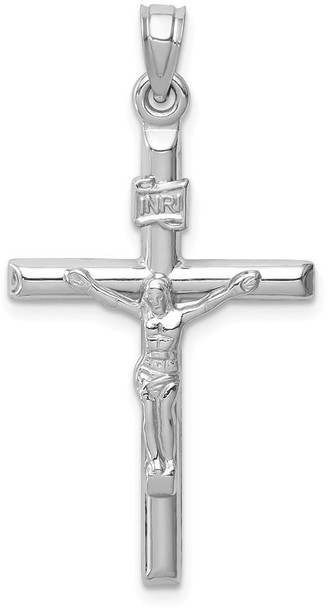 14k White Gold Hollow Crucifix Pendant XR1842W