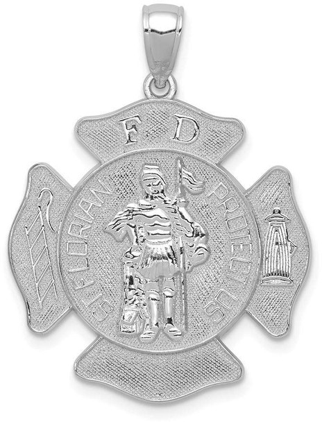 14k White Gold Large St. Florian Badge Pendant