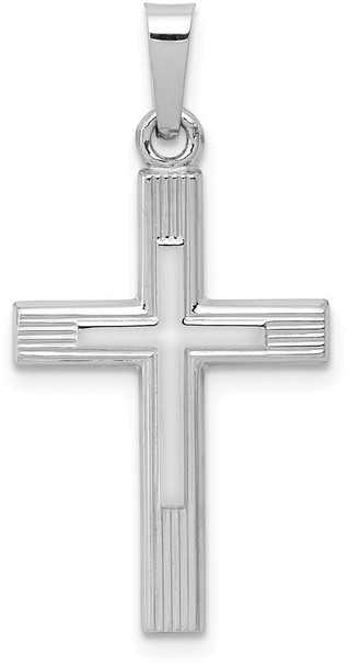14k White Gold Brushed and Polished Latin Cross Pendant