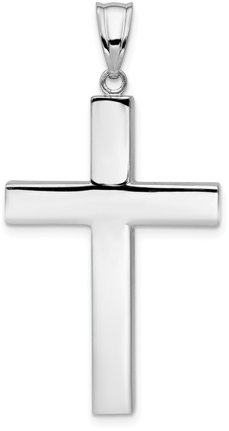 14k White Gold Polished Hollow Cross Pendant K4998