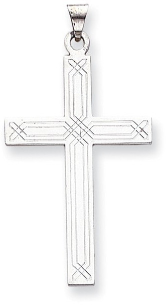 14k White Gold Solid Cross Pendant XWR31