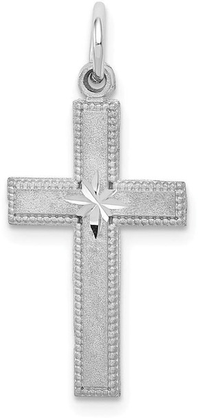 14k White Gold Diamond-Cut Cross Pendant