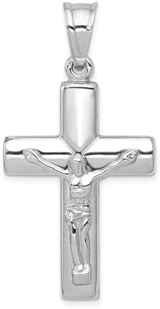 14k White Gold Reversible Crucifix / Cross Pendant D3234