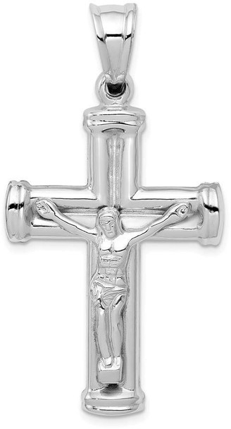 14k White Gold Reversible Crucifix / Cross Pendant D3243