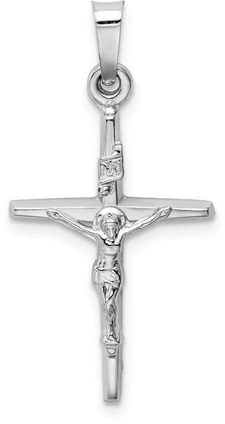 14k White Gold Inri Crucifix Pendant XR508