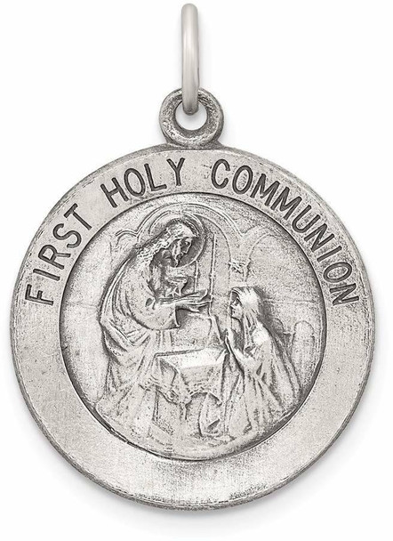 925 Sterling Silver Polished and Matte Finish Holy Communion Pendant