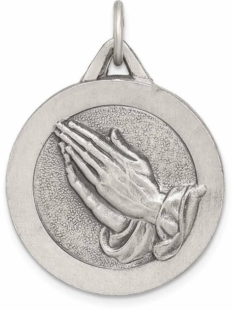 925 Sterling Silver Antiqued Praying Hands Pendant QC5801