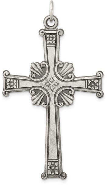925 Sterling Silver Antiqued, Textured and Brushed Cross Pendant