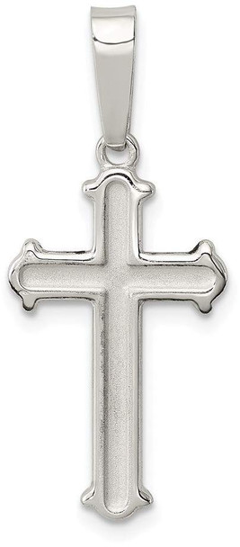 925 Sterling Silver Polished Matte Center Finish Cross Pendant