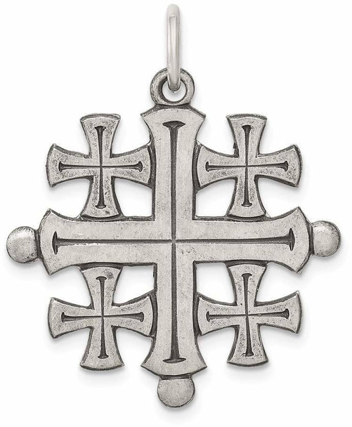 925 Sterling Silver Antiqued Jerusalem Cross Pendant