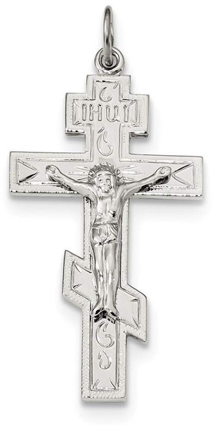 925 Sterling Silver Polished Eastern Orthodox Cross Pendant