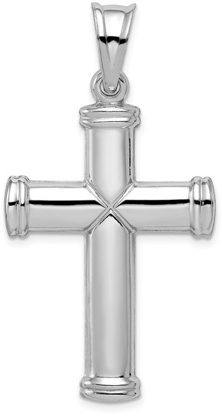 Rhodium-Plated 925 Sterling Silver Hollow Reversible Cross Pendant QC5840