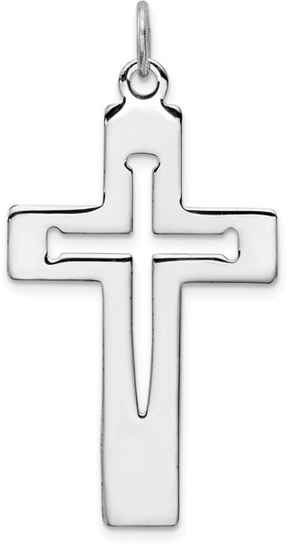 Rhodium-Plated 925 Sterling Silver Latin Cross Pendant QC5855