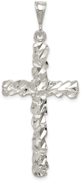 925 Sterling Silver Diamond-Cut Cross Pendant QC480