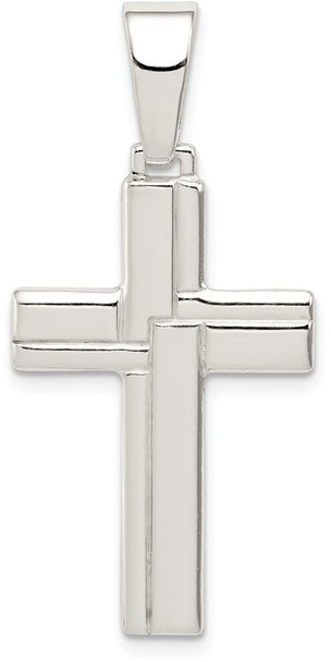 925 Sterling Silver Polished Cross Pendant QC7299
