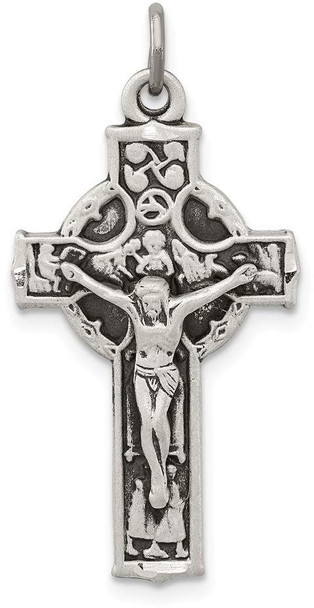925 Sterling Silver Antiqued Irish 4-Way Inri Crucifix Cross Pendant