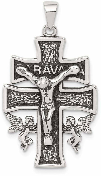 925 Sterling Silver Antiqued Mini Caravaca Crucifix Pendant