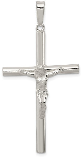925 Sterling Silver Polished Hollow Crucifix Pendant QC8277