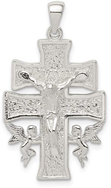 925 Sterling Silver Polished Mini Caravaca Crucifix Pendant