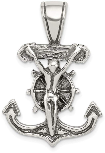 925 Sterling Silver Antiqued Mariner's Crucifix Pendant