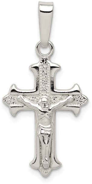 925 Sterling Silver Polished Textured Crucifix Pendant