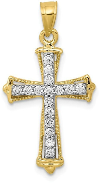 10k Yellow Gold Cubic Zirconia Cross Pendant 10C1141