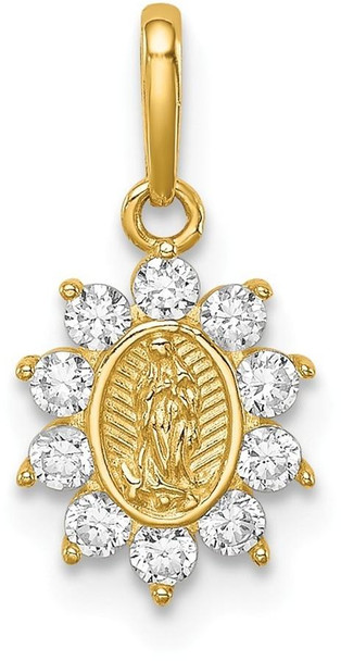 14k Yellow Gold Our Lady Of Guadalupe Cubic Zirconia Pendant