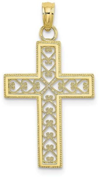 10k Yellow Gold Diamond-cut Filigree Cross Pendant 10k8568