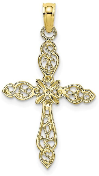 10k Yellow Gold Polished and Cut-Out Cross Pendant