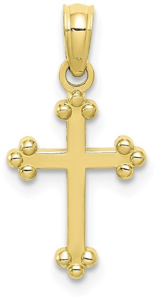 10k Yellow Gold Budded Cross Pendant