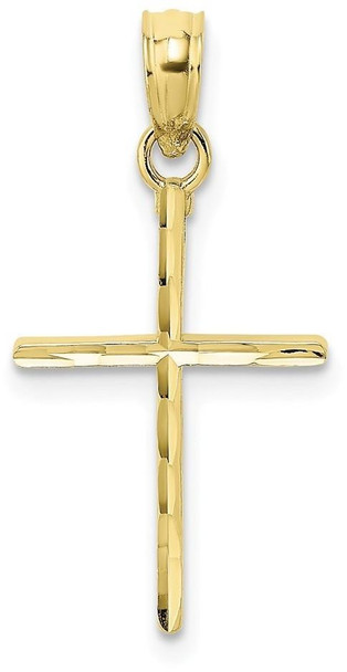 10k Yellow Gold Diamond-cut and Polished Cross Pendant