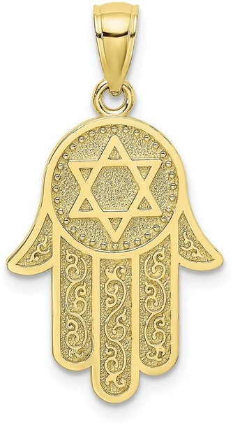 10k Yellow Gold Jewish Hand Of God With Star Of David Pendant