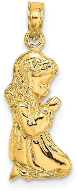 14k Yellow Gold Praying Girl Pendant D1721