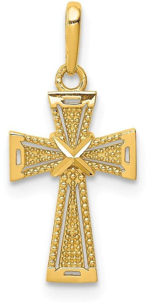 14k Yellow Gold Diamond-Cut Cross Pendant XR1839