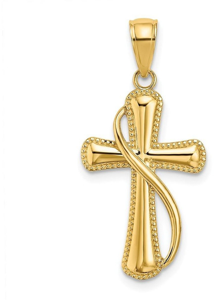 14k Yellow Gold Cross With Drape Pendant