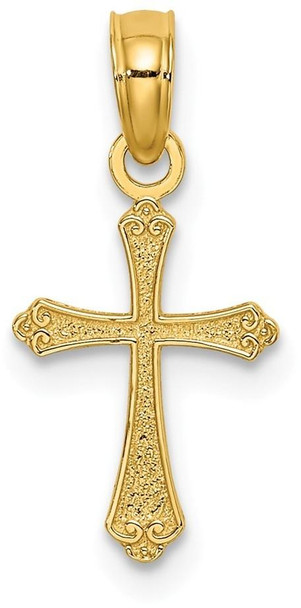 14k Yellow Gold Textured Mini Cross Pendant