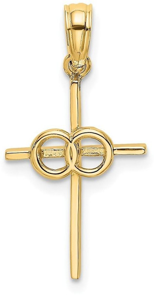 14k Yellow Gold Polished Infinity Circles Cross Pendant