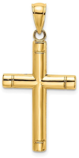 14k Yellow Gold Tubular Cross Pendant K8502