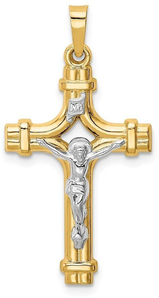 14k Yellow Gold Two-Tone Polished INRI Crucifix Pendant