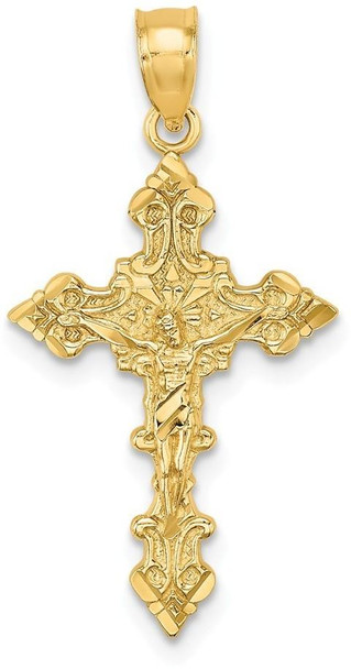 14k Yellow Gold Crucifix with Fancy Edges Pendant