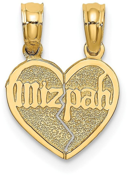 14k Yellow Gold Reversible Break Apart Mizpah Heart Pendant