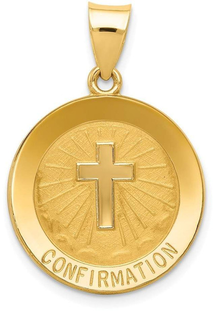 14k Yellow Gold Confirmation Medal Round Pendant