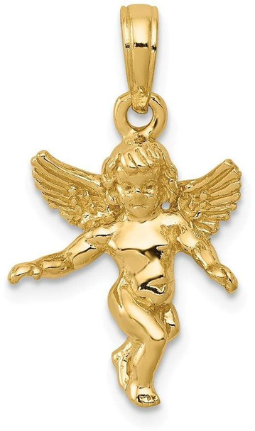 14k Yellow Gold Polished Solid Angel Pendant